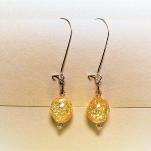 Gold Cracked Glass Beaded Earring